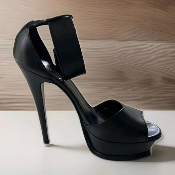 Yves Saint Laurent Platform Black Sandals Size 36.5/US 6.5 Heels - Picture 4 of 14